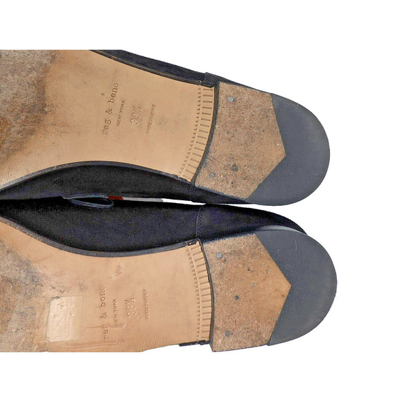Rag & Bone Cooper Loafer Black Leather Suede Size EU 39.5 US 9.5 Chain Detail - Picture 11 of 13